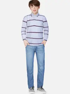 Gini and Jony Boys White & Red Striped Polo Collar T-shirt