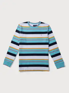 Gini and Jony Boys Blue Striped Cotton T-shirt