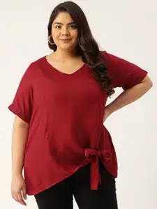theRebelinme Plus Size Maroon Solid Top