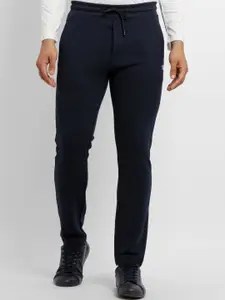 Status Quo Navy Blue Solid Regular Fit Track pants