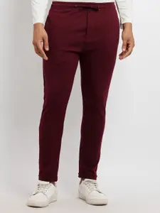 Status Quo Men Maroon Solid Cotton Track Pants