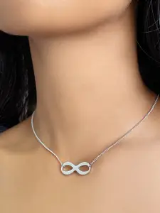 Ayesha Women Silver-Toned Infinity Mini Pendant Necklace