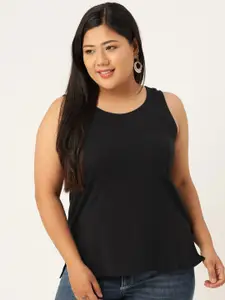 theRebelinme Plus Size Black Knitted Tank Top