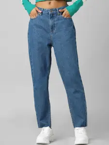 ONLY Women Blue Straight Fit High-Rise Light Fade Jeans
