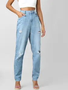 ONLY UNIQUE COLLECTION Women Blue Straight Fit High-Rise Mildly Distressed Jeans
