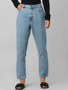 ONLY Women Blue Straight Fit High-Rise Highly Distressed Jeans