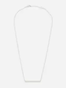 MINUTIAE Silver-Plated & White Crystal Studded Pendant Jewellery Set