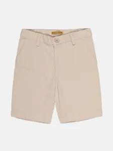 Balista Boys Cream-Coloured Solid Cotton Shorts