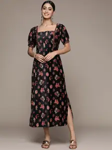 Ritu Kumar Woman Floral Velvet A-Line Midi Dress
