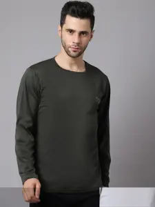 MACK JONNEY JONNEY Men Pack of 2 Grey & Olive Green Dri-FIT T-shirts