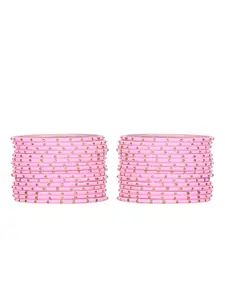 Arendelle Set of 48 Pink Embellished Metal Bangles