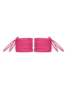 Arendelle Girls Set Of 48 Pink Metal Bangles