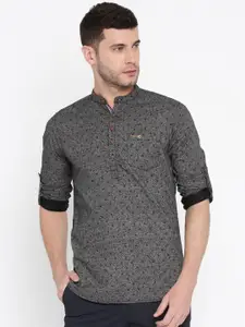 The Indian Garage Co Men Black Printed Straight Kurta