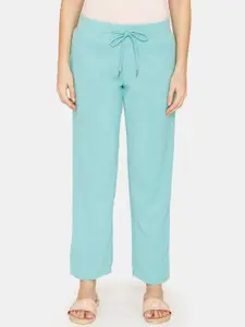 Zivame Women Blue Solid Straight-fit Lounge Pant