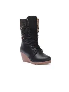 Picktoes Women Black Mid-Top Ankle Boots