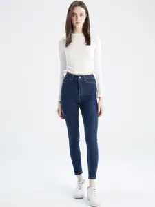 DeFacto Women Blue Slim Fit High-Rise Stretchable Jeans