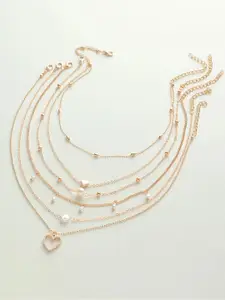OOMPH Set Of 5 Gold-Toned & White Necklace