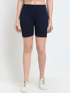 GRACIT Women Navy Blue Cotton Cycling Sports Shorts