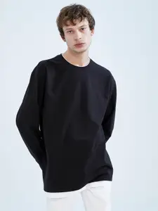 DeFacto Men Black Solid Sweatshirt