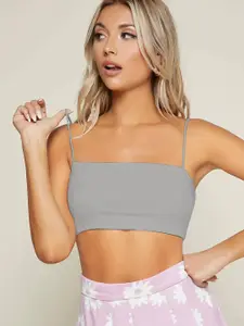 AAHWAN Women Grey Bralette Crop Top
