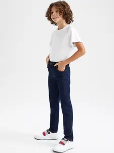 DeFacto Boys Blue Regular Fit Solid Cotton Jeans