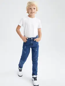 DeFacto Boys Blue Slim Fit Mildly Distressed Light Fade Stretchable Jeans