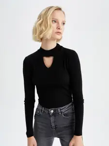 DeFacto Women Black Cable Knit Pullover