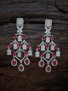 Kushal's Fashion Jewellery Kushal's Fashion Jewellery Pink & White Teardrop Shaped Cubic Zirconia Drop Earrings