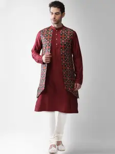 KISAH Men Maroon Kurta with Churidar