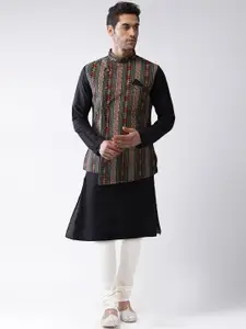 KISAH Men Black Kurta with Churidar