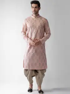 KISAH Men Pink Ethnic Motifs Printed Kurta with Dhoti Pants