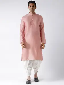 KISAH Men Pink Kurta with Dhoti Pants