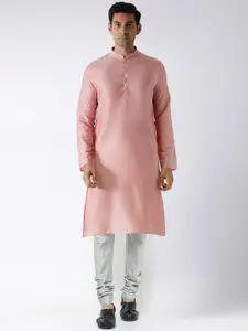 KISAH Men Pink Kurta with Churidar
