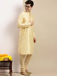 Sanwara Men Cream-Coloured Woven Design Long Sleeve Kurta