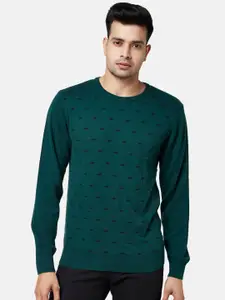 BYFORD by Pantaloons Men Green & Black Printed Cotton Pullover