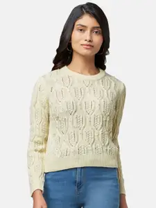Honey by Pantaloons Women Off White Pullover with Embellished Detail