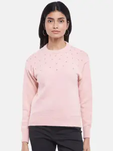 Honey by Pantaloons Women Pink Embroidered Pullover