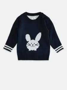 Pantaloons Baby Boys Navy Blue & White Printed Pullover