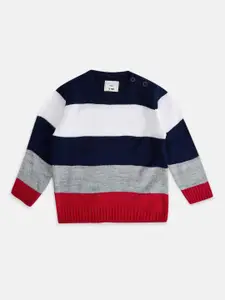Pantaloons Baby Boys Red & White Striped Cotton Pullover