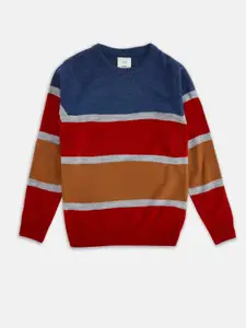 Pantaloons Junior Boys Blue & Red Striped Striped Pullover