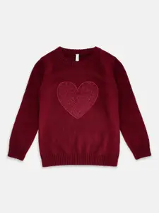 Pantaloons Junior Girls Red Cable Knit Pullover