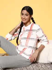 Sweet Dreams Women Stunning Off-White Checked Homehub Sweatshirt