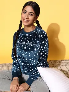 Sweet Dreams Women  Navy Blue Geometric Joyful Retreat Sweatshirt