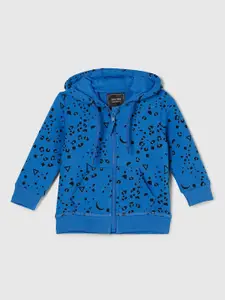 max Boys Blue Printed Hooded Sweatshirt
