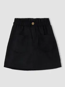 DeFacto Girls Black Solid Mini A-Line Skirt