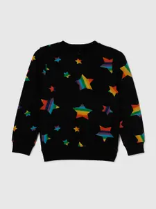 max Boys Black Printed Sweatshirt