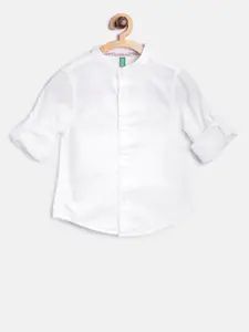 United Colors of Benetton Boys White Solid Casual Shirt