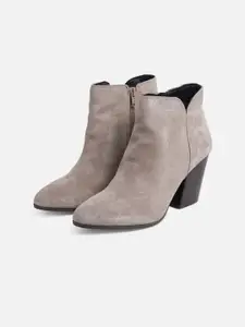 ALDO Women Grey Solid Leather Regular Boots
