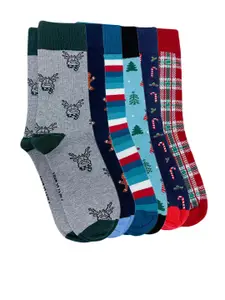 Mint & Oak Men Pack of 6 Patterned Above Ankle-Length Socks