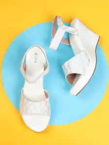 ICONICS White Printed Wedge Heels